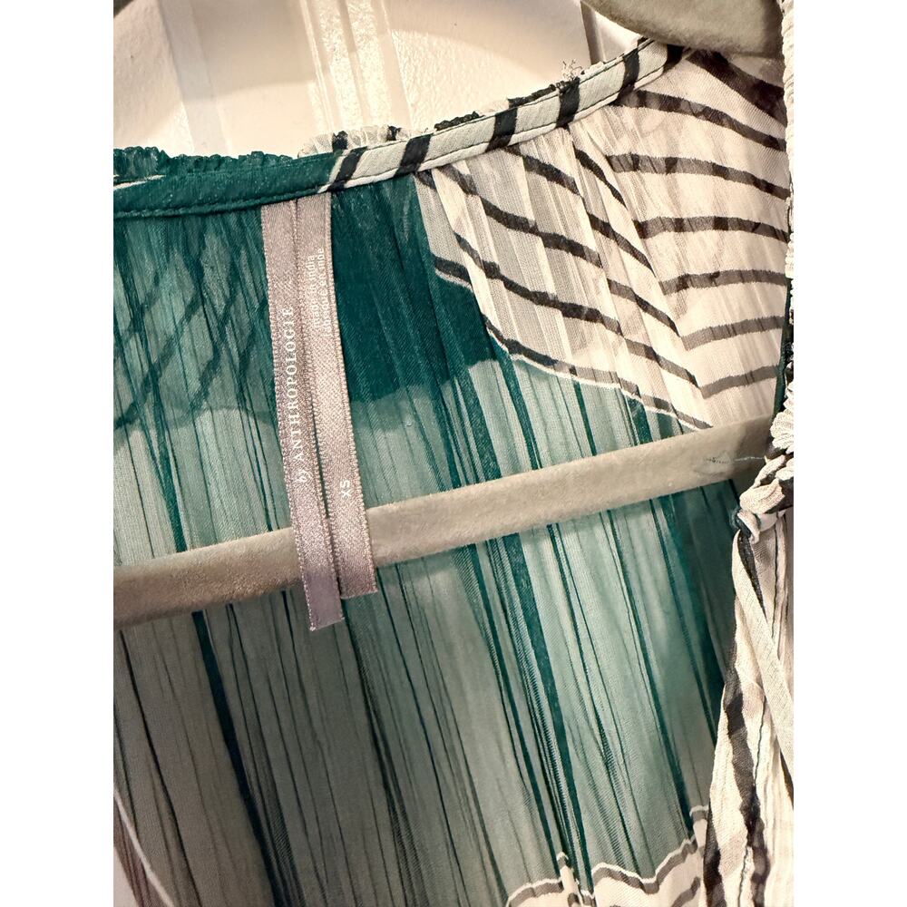 Anthropologie XS Marais Geometric Printed Sheer Chiffon Maxi Dress Boho Green - Picture 6 of 13